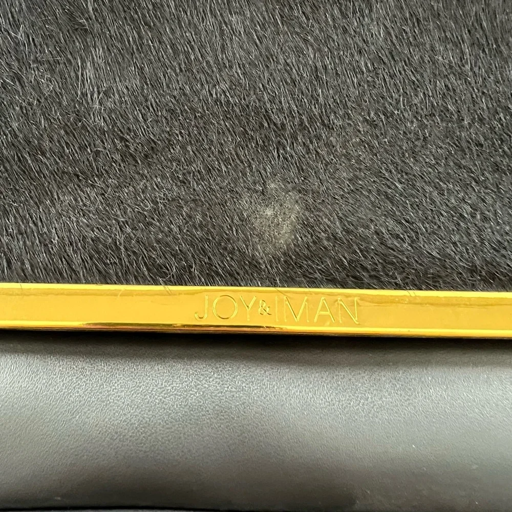 Joy & Iman Gray Leather/Calf Hair Crossbody Bag with Gold Detail - Picture 2 of 5
